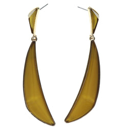 Yellow & Gold-Tone Colored Metal Dangle-Earrings With Faceted Accents #930