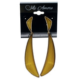 Yellow & Gold-Tone Colored Metal Dangle-Earrings With Faceted Accents #930