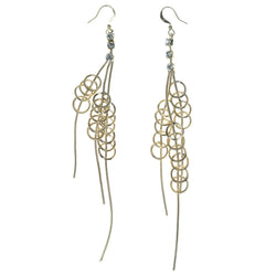 Gold-Tone Metal Dangle-Earrings With Crystal Accents #935