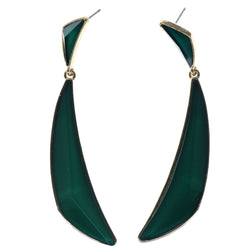 Green & Gold-Tone Colored Metal Dangle-Earrings With Faceted Accents #972