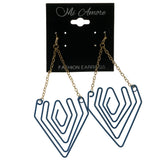 Blue & Gold-Tone Colored Metal Dangle-Earrings #994