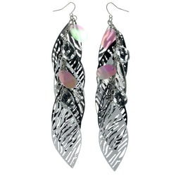 Silver-Tone & Multi Colored Metal Dangle-Earrings #1003