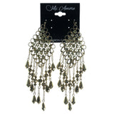 Gold-Tone Metal Dangle-Earrings With Bead Accents #1017