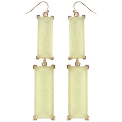 Dangle Earrings With Faceted Accents Green & Gold-Tone Colored #1037 - Mi Amore