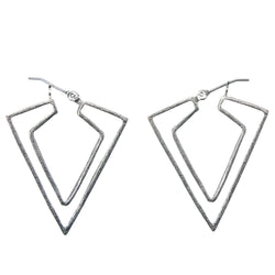 Silver-Tone Metal Hoop-Earrings #1041
