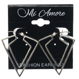 Silver-Tone Metal Hoop-Earrings #1041