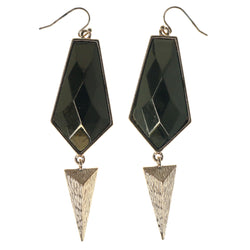 Gold-Tone Metal Dangle-Earrings With Faceted Accents #1050