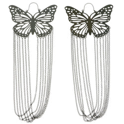 Unique Butterfly Dangle-Earrings Bronze-Tone & Blue Colored #1072
