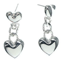Heart Dangle-Earrings Silver-Tone Color  #1076