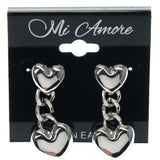 Heart Dangle-Earrings Silver-Tone Color  #1076