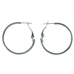 Silver-Tone Metal Hoop-Earrings #1081