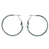 Silver-Tone Metal Hoop-Earrings #1081