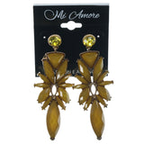 Yellow & Gold-Tone Colored Metal Dangle-Earrings With Faceted Accents #1084