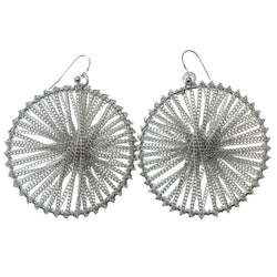 Silver-Tone Metal Dangle-Earrings #1091