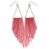 Gold-Tone & Pink Colored Metal Dangle-Earrings #1097