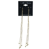 Gold-Tone Metal Drop-Dangle-Earrings With Bead Accents #1125