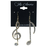 Music Note G Clef Dangle-Earrings With Crystal Accents Gold-Tone & Silver-Tone Colored #1133