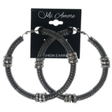 Silver-Tone Metal Hoop-Earrings With Crystal Accents #1141
