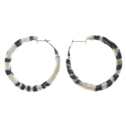 Zebra Fuzzy Hoop-Earrings Brown & Black Colored #1153