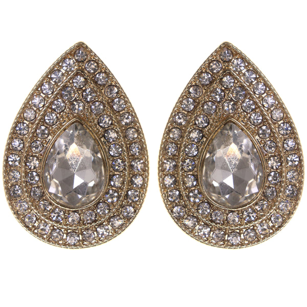 Stud Earrings With Crystal Accents Gold-Tone & Silver-Tone Colored #1166 - Mi Amore