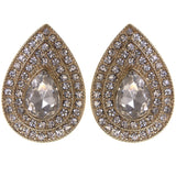 Stud Earrings With Crystal Accents Gold-Tone & Silver-Tone Colored #1166 - Mi Amore
