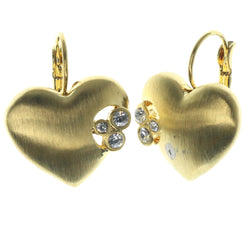 Gold-Tone Metal Dangle-Earrings With Crystal Accents #1167