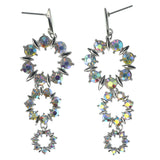 Silver-Tone & Multi Colored Metal Dangle-Earrings With Crystal Accents #1187