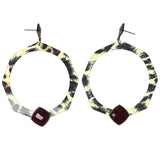 Cheetah Dangle-Earrings With Faceted Accents Brown & Red Colored #1202