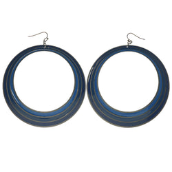 Blue & Silver-Tone Colored Metal Dangle-Earrings #1205