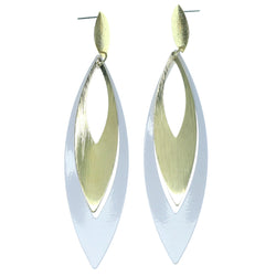 White & Gold-Tone Colored Metal Dangle-Earrings #1216