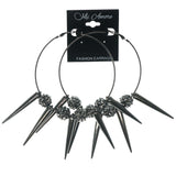 Spike Hoop-Earrings With Crystal Accents  Silver-Tone Color #1218