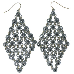 Gray Metal Dangle-Earrings With Crystal Accents #1224