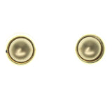Gold-Tone & Brown Colored Metal Stud-Earrings With Bead Accents #1226