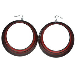 Red & Bronze-Tone Colored Metal Dangle-Earrings #1228