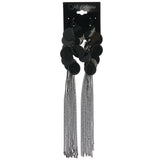 Silver-Tone & Black Colored Metal Dangle-Earrings #1237