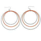 Silver-Tone & Orange Colored Metal Dangle-Earrings #1238