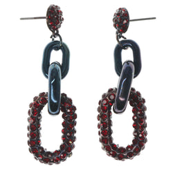 Red & Multi Colored Metal Dangle-Earrings With Crystal Accents #1243