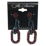 Red & Multi Colored Metal Dangle-Earrings With Crystal Accents #1243