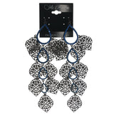 Silver-Tone & Blue Colored Metal Dangle-Earrings With Crystal Accents #1264