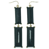 Green & Gold-Tone Colored Metal Dangle-Earrings With Faceted Accents #1279