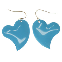Heart Dangle-Earrings Blue & Silver-Tone Colored #1294