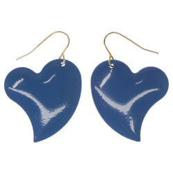 Heart Dangle-Earrings Blue & Silver-Tone Colored #1295