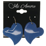 Heart Dangle-Earrings Blue & Silver-Tone Colored #1295