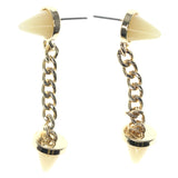 Spike Dangle-Earrings With Bead Accents Gold-Tone & Peach Colored #1304