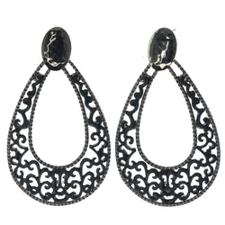 Black & Silver-Tone Colored Metal Dangle-Earrings #1308