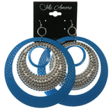 Blue & Silver-Tone Colored Metal Dangle-Earrings #1317