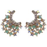 Stud Earrings With Crystal Accents Gold-Tone & Multi Colored #1321