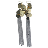 Gold-Tone & Black Colored Metal Dangle-Earrings #1330