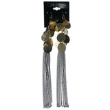 Gold-Tone & Black Colored Metal Dangle-Earrings #1330