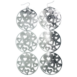 Heart Dangle-Earrings Silver-Tone Color  #1339